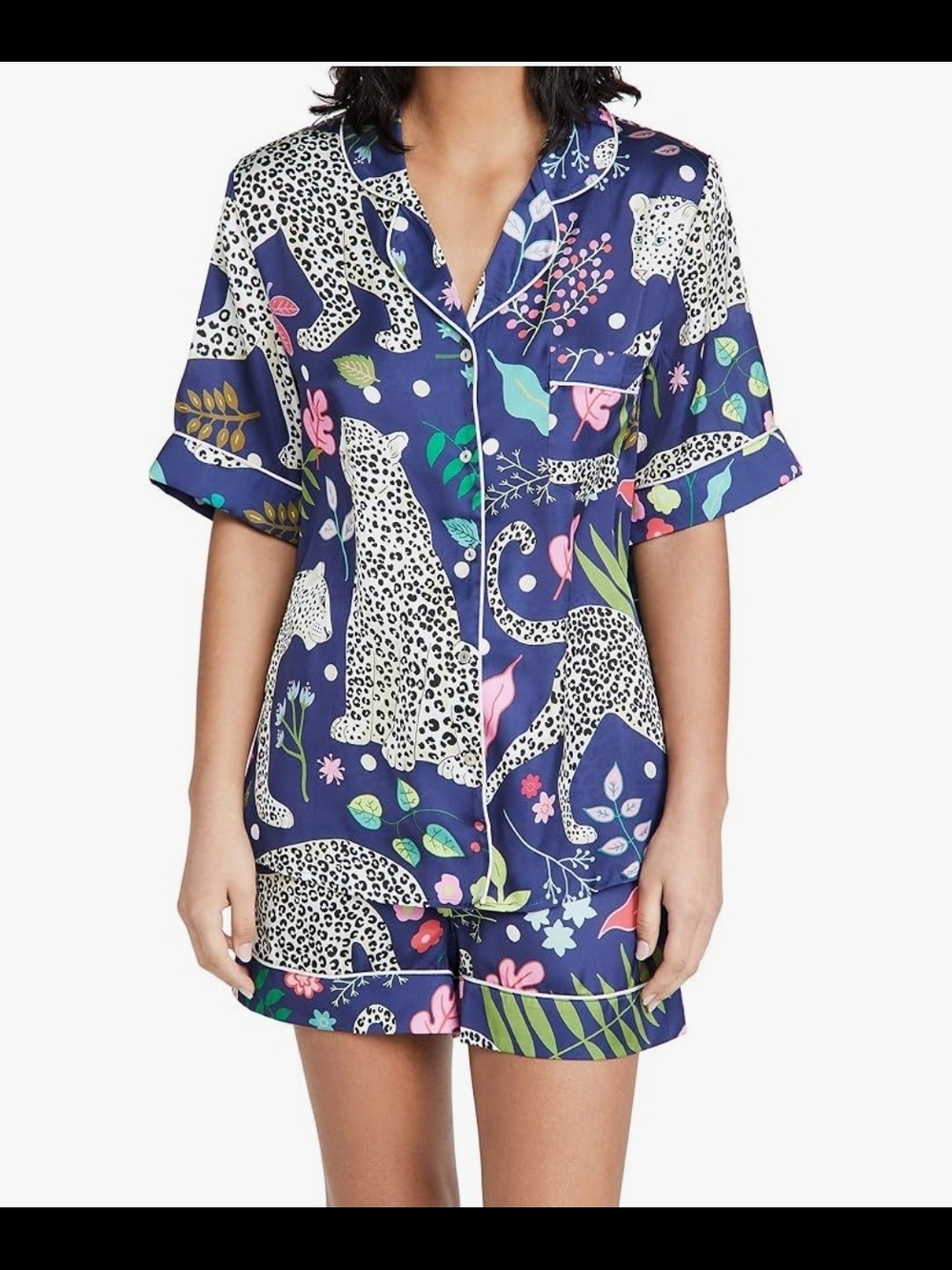 Karen Mabon, Women's Snow Leopard Short Pajama Set, Size M